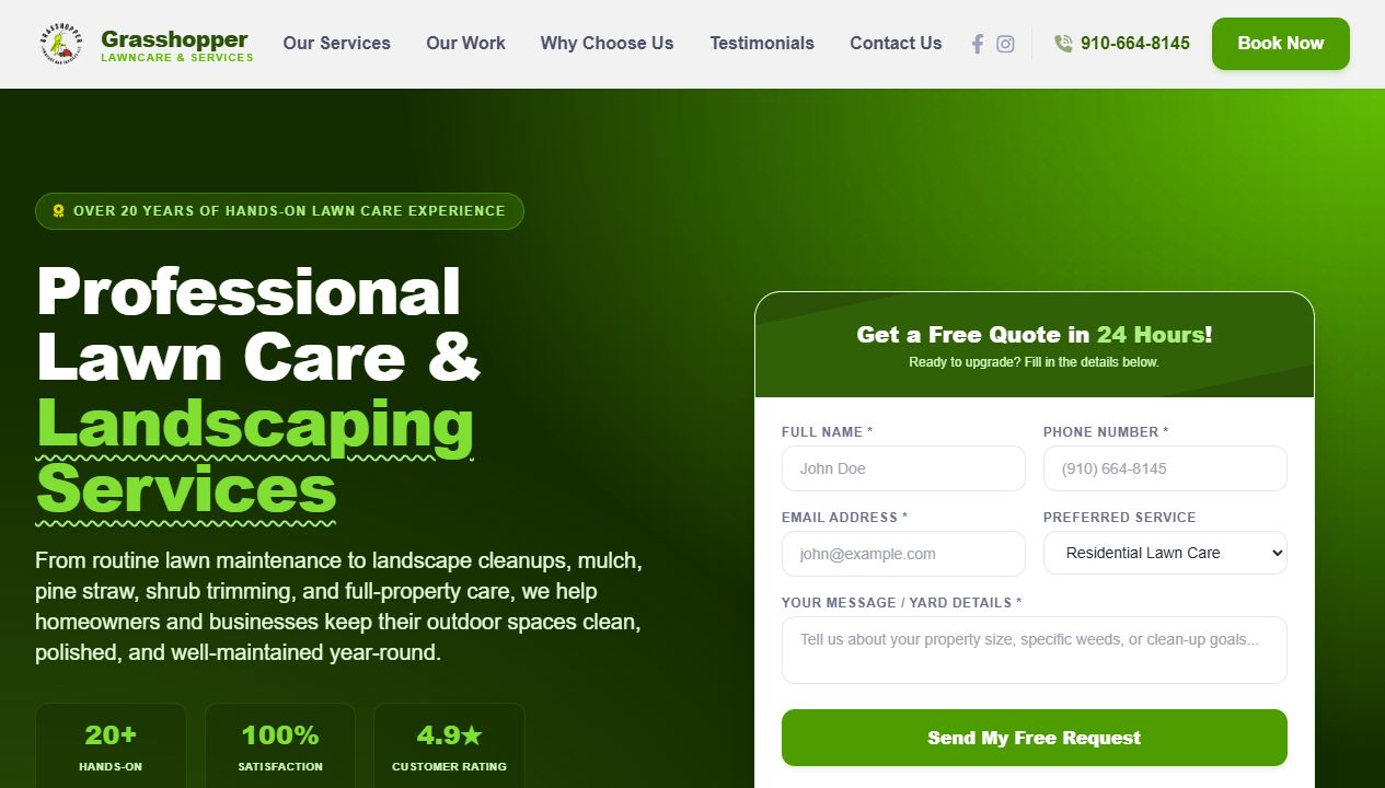 Grasshopper Lawncare and Services website preview